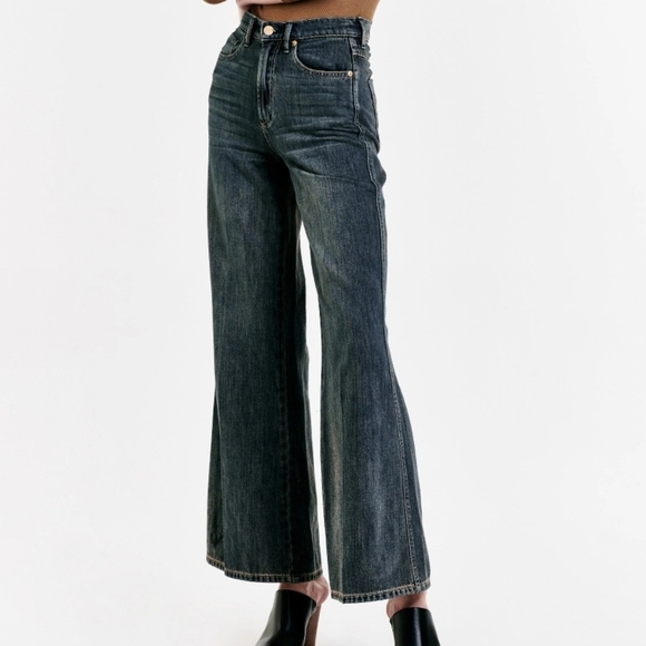 DEAR JOHN Fiona Wide Leg Jeans In Bordeoux